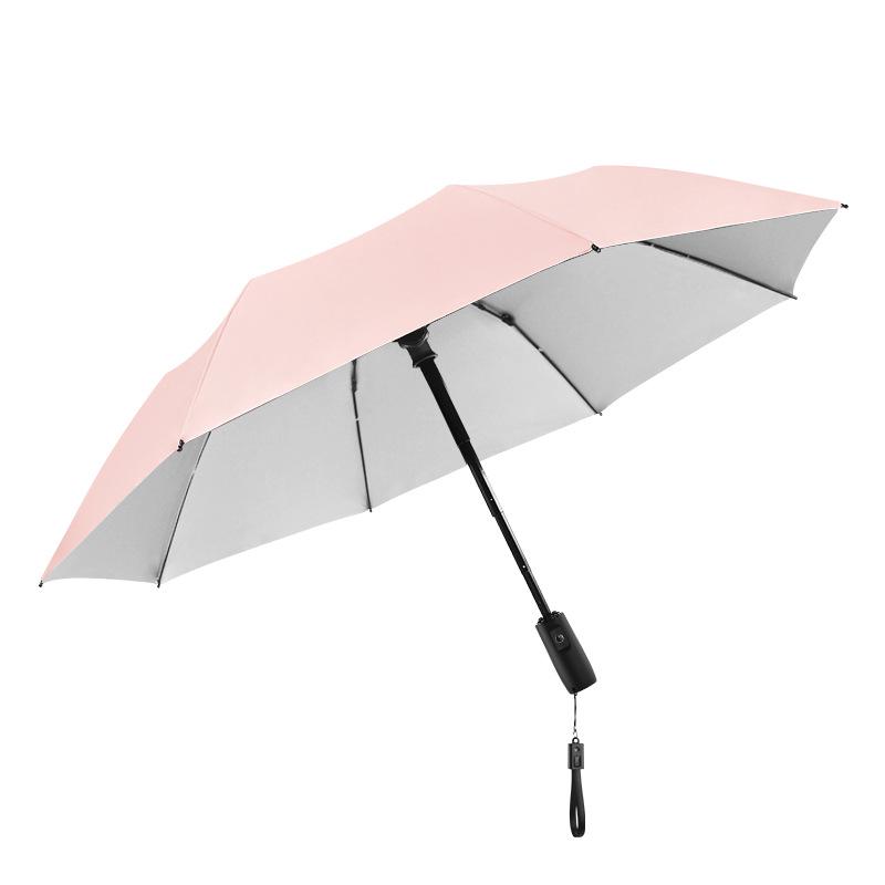 Men's High-End Folding Umbrella with Cooling Fan, Charging Sunscreen, Sunshade, and Rain Protection.