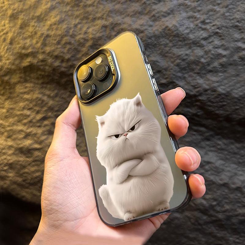 Cute White Cat Electroplate Silver IMD Phone Case For  Poco F6 X5 X6 M6 Pro 4G Mi 14 13 12 13T 14T Pro 11 Lite NE 5G Cover