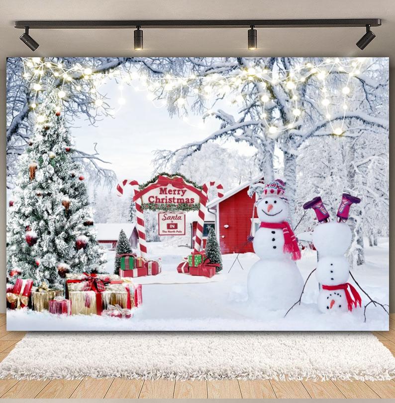 Winter Forest Scene Backdrop for Photography Snow Snowflake Xmas Tree Natural Landscape Christmas Baby Portrait Photo Background
