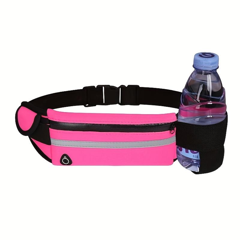 Reflective Multi-Functional Running Waist Bag with Phone Pocket and Bottle Holder, Zipper Closure, Durable Polyester - Ideal for Hiking