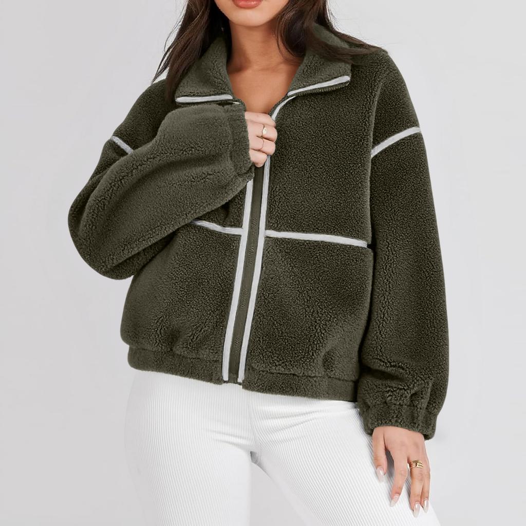 Women's Fashionable And Comfortable Regular Thick Collar Coat Top Plush Warm Coat