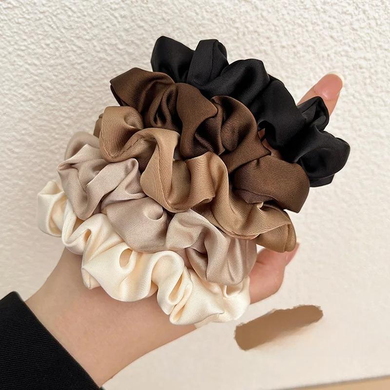 3Pcs/set Women Silk Satin Scrunchies Solid Color Hair Rope Rubber Band Elegant Ponytail Holder Elastic Hairband Hair Accessories