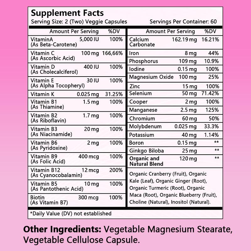 Kenofor Complex Vitamin Capsules Contain 20+vitamins, Minerals and Organic Cranberries and Other Plant Extracts To Boost Immunity