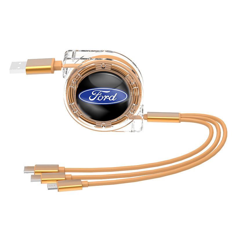 3 In 1 Micro USB Type C Charging Cable Multi Charger For Ford S MAX Ranger Focus Fiesta Mondeo Kuga Mustang Escort KA Ecosport KL1