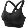 Black Front Zip Cross Back High Impact Sports Bra with Adjustable Straps for Running and Gym