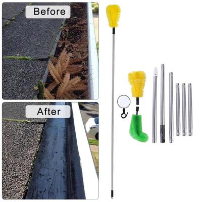Cepillo extensible para limpiar canalones, plumero telescópico, limpiador de canalones, removedor de residuos, hojas y ramas, herramienta de limpieza para el hogar.