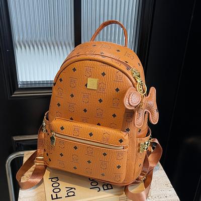 Bolsa de ombro dupla - Bolsa de ombro dupla da moda estilo coreano com estampa retrô em PU e rebites de letras - Bolsa de negócios feminina