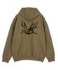 Astral Projection Crows Oversized Wide Shoulder Zip-Up Hoodie_Green Brown