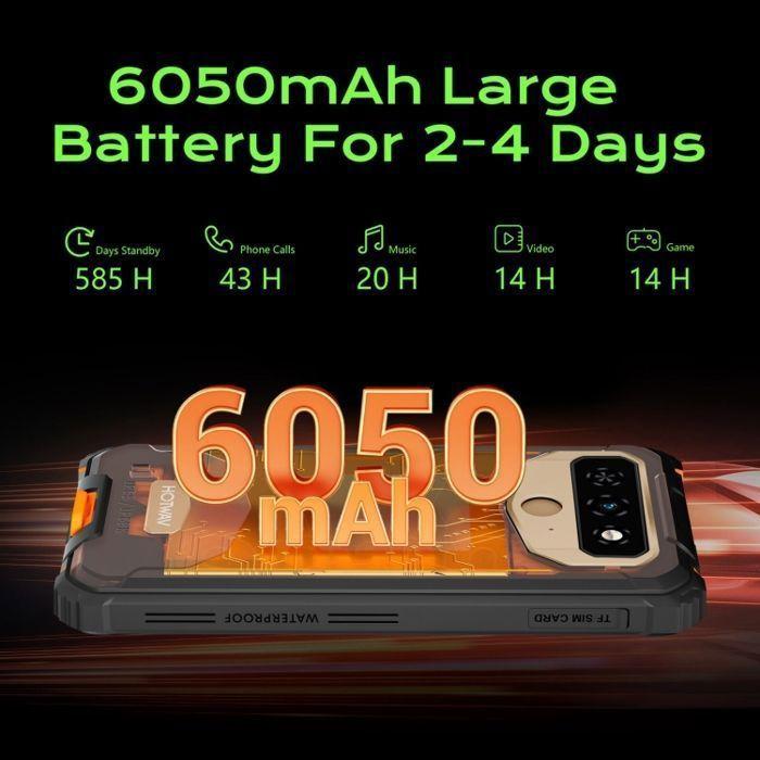 HOTWAV T5 Max Téléphone Portable Incassable 4Go+64Go 6.0" HD+ Smartphone Android 13 Caméra 13MP Dural SIM 4G Telephone NFC/GPS Vert