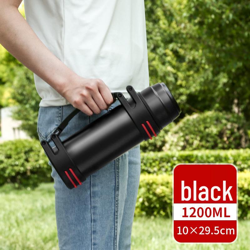 Stainless Steel Large Capacity Portable Thermos for Men & Women - Ideal for Car, Construction Site, and Home Use.