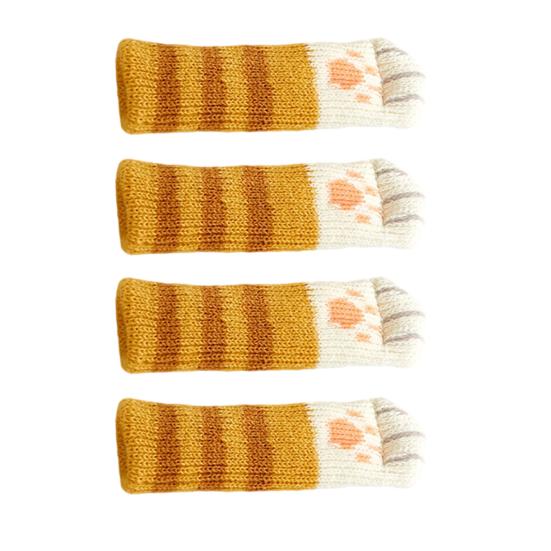 4Pcs Cat Paw Chair Leg Cover Knitting Furniture Feet Cover Floor Protectors Non-Slip No Scratch Noise Reduction Hardwood Floors Furniture Booties
