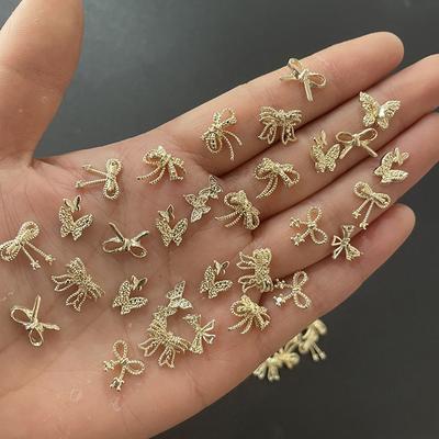 Gold Silber Blumen Maniküre Zubehör Nagel Schleife Nagel Dekorationen 3D Nail art Bohrer