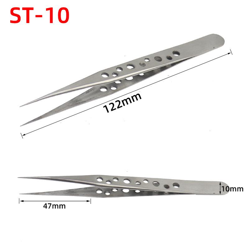 Non-Slip Stainless Steel Precision Tweezers with Holed Design for Makeup and Nail Art