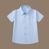 Boys' Blue Short-Sleeve Uniform Shirts - High Color Fastness, Shrink and Wrinkle Resistant