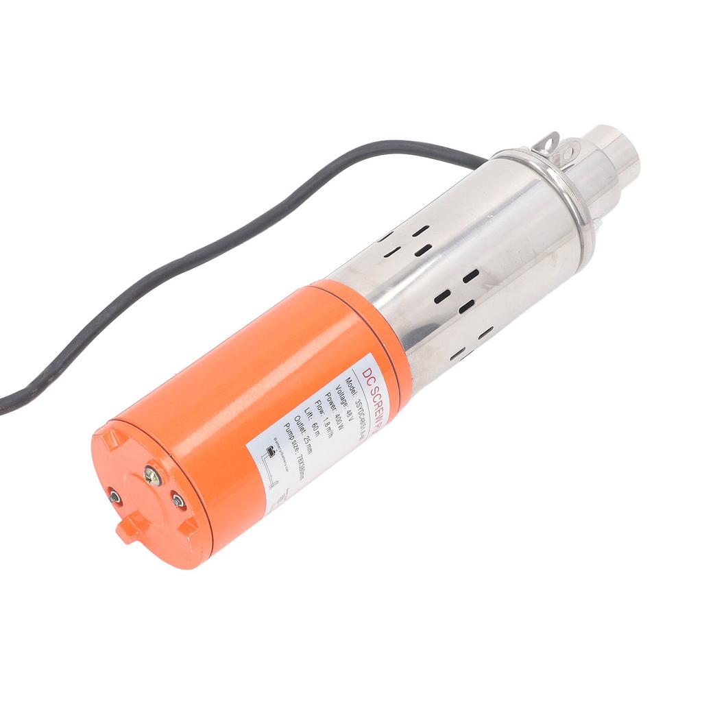 DC Skruvpump Solenergi Nedsänkbar Djupbrunn Rostfritt Stål Kopparmotor 48V 400W 60 meter Lyfthöjd