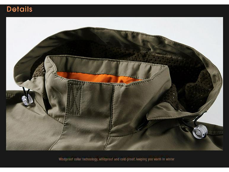 Men's Mid-Length Hooded Outdoor Jacket - Autumn/Winter, Plus Velvet, Multi-Pocket, Loose Fit