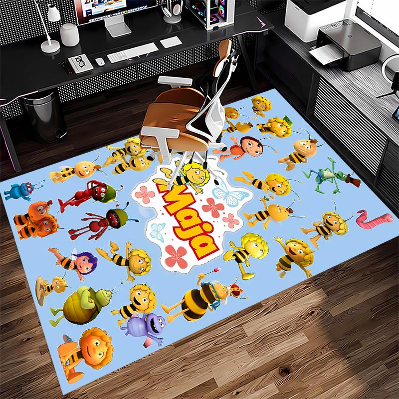 1pc Maya the bee Print Area Rug - Soft,Washable Non-Slip Indoor Mat for Office Chairs,Living Room,Home Office Decorative Rug
