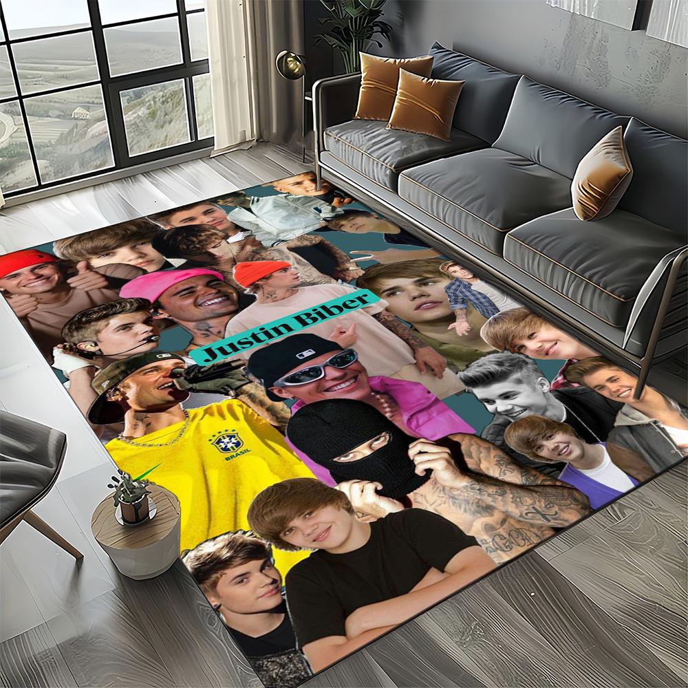 2025 New Style Justin Drew Bieber Singer JB Carpet Rug for Living Room Bedroom Home Sofa Decoration,Kid Play Non-slip Floor Mat