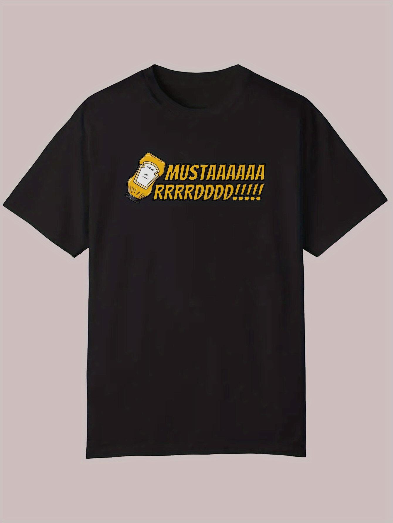 Black Casual Graphic T-shirt - Bold Yellow MUSTAANAARRRDOOOIII!!! Letter Print S