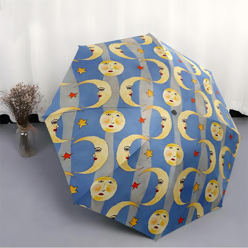 1pc Moon Stars Automatic Open/Close Umbrella Compact Folding Umbrella, All-Season Portable Umbrella for Women/Men F1124366