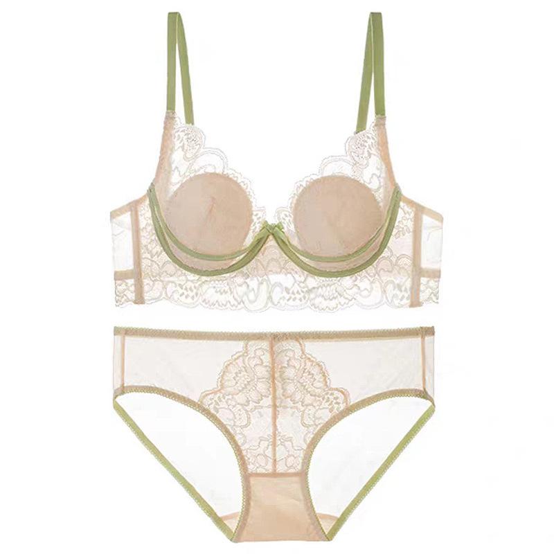 French Underwear Women's Summer Pure Desire Rabbit Ears Cup Lace Underwear Big Chest Small Large Size Sexy Bra Cover
