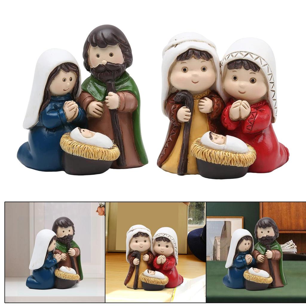 Holy Family Figurine Home Deor Baby Joseph Jesus Mary Mother Christmas Nativity Set Ornament for Church Living Room Office