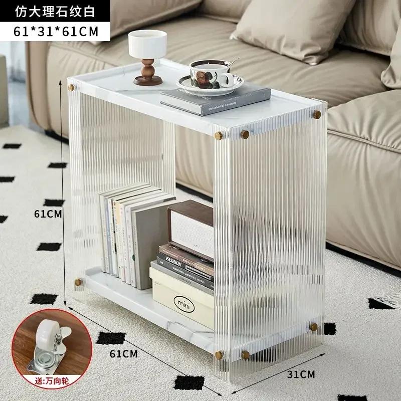 Transparent Acrylic Coffee Table, Double Layered Tea Table, Large Capacity Storage Rack, Living Room Side Table,Nordic Furniture