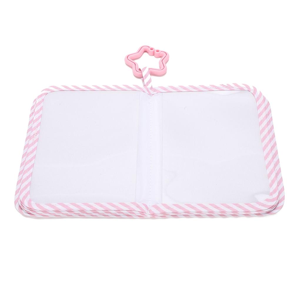 My First Photo Album with Safe Mirror Hanging Ring Roseate Bear Pattern Soft Photo Cloth Book Holds 17 4x6 Inch Pictures