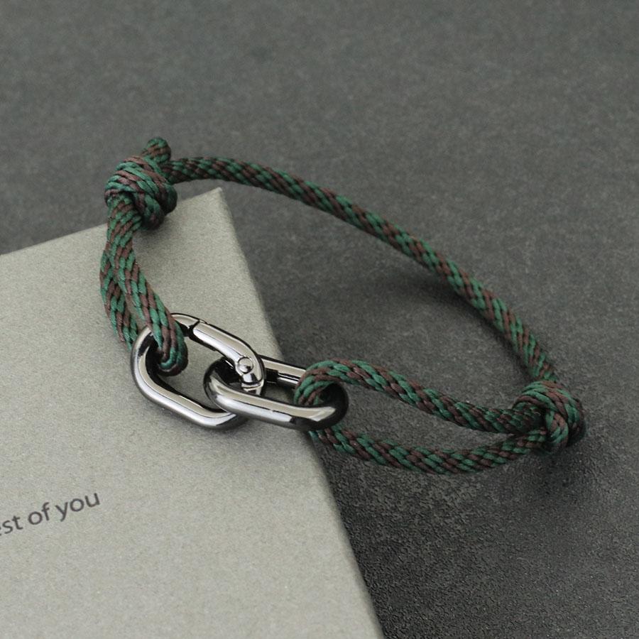 

Creative Rope Bracelet For Men Handmade Sliding Adjustable Nautical Braslet Double Snap Hook Bohemian Braclet Homme Accessories