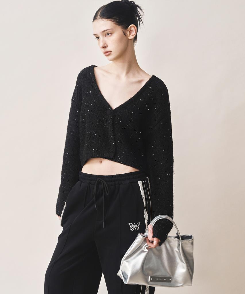 Nick&Nicole Crystal Faux Leather Tote Bag_Silver