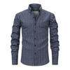 Men's High-Grade 4-Way Stretch Plaid Print Long Sleeve Shirt, Turn-down Collar Men Shirt Wholesale