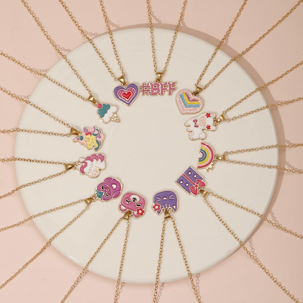 Small Pendant Jewelry Candy Ice Cream Rainbow Cloud Star Heart Flower BFF Joy Babe Charm Necklace Choker For Kids Girls Boy Gift