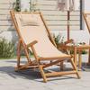 Foldable Beach Chair Beige Solid Eucalyptus Wood and Fabric