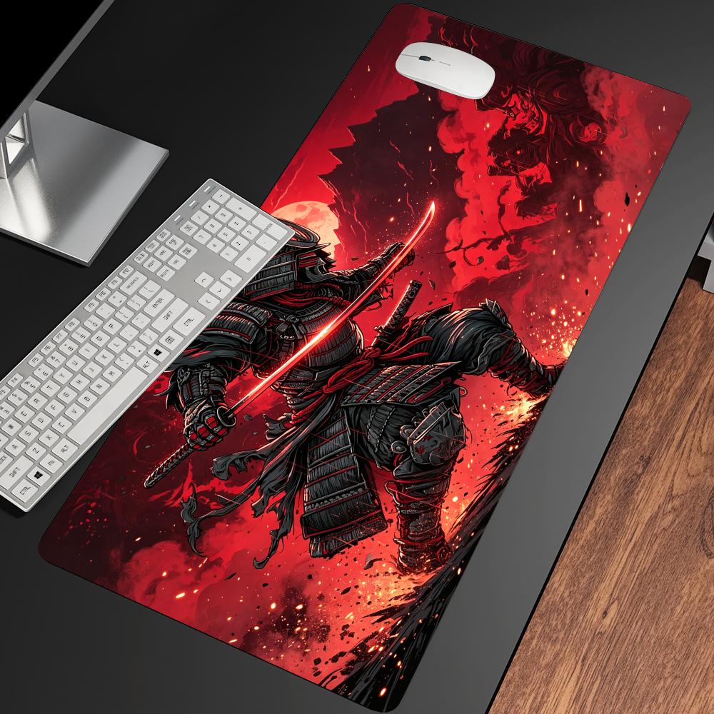 Tapis de Souris Guerrier Samouraï Rouge Accessoires PC Intérieur de Bureau Tapis de Jeu Tapis de Souris Décoration de Bureau Décoration Configuration Gamer