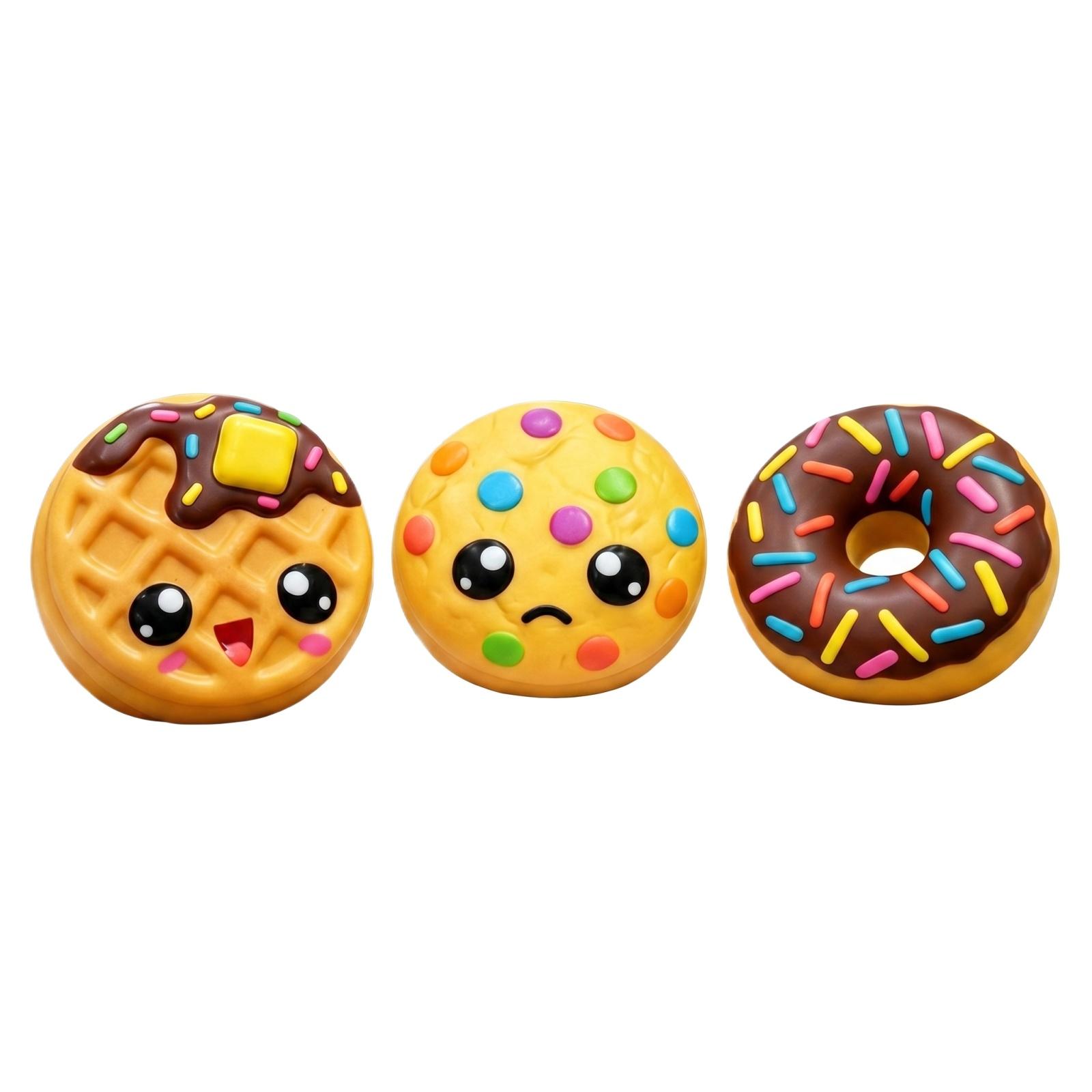 

Simulation Dessert Toy Waffle Shape Kawaii Face Slow Rising Stress Relief Squeeze Toy for Hand Exercise Decor One Size