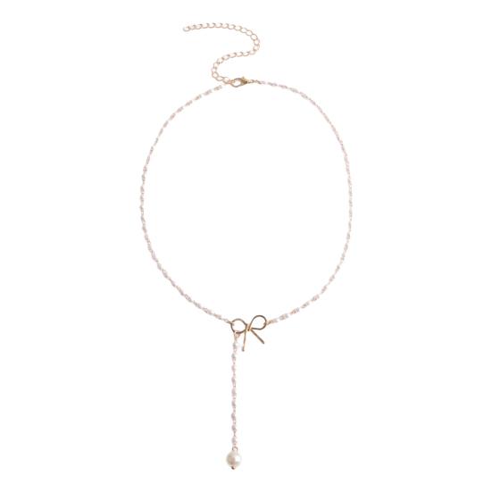 Halskjede Søt Sløyfe Lang Dusk Perler Anheng Temperament Pynte seg /Farge Kvinner