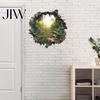 Waterproof Mural for Bathroom 3D Hole Forest Wall Sticker, Removable Green Plants Broken Decals, Self Modern Nordic Decor Adhesive Decoration