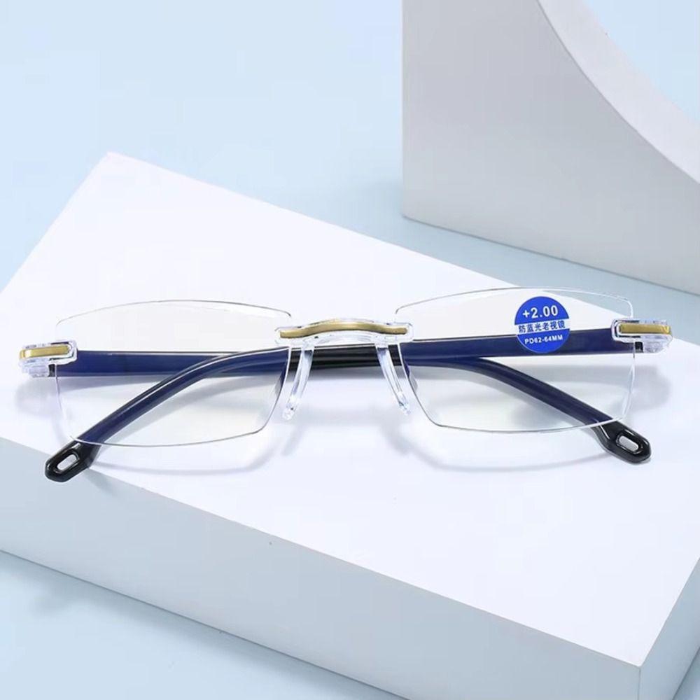 Frameless Presbyopia Eyeglasses Ultralight Anti-blue Light Glasses Men's Reading Glasses  Elder