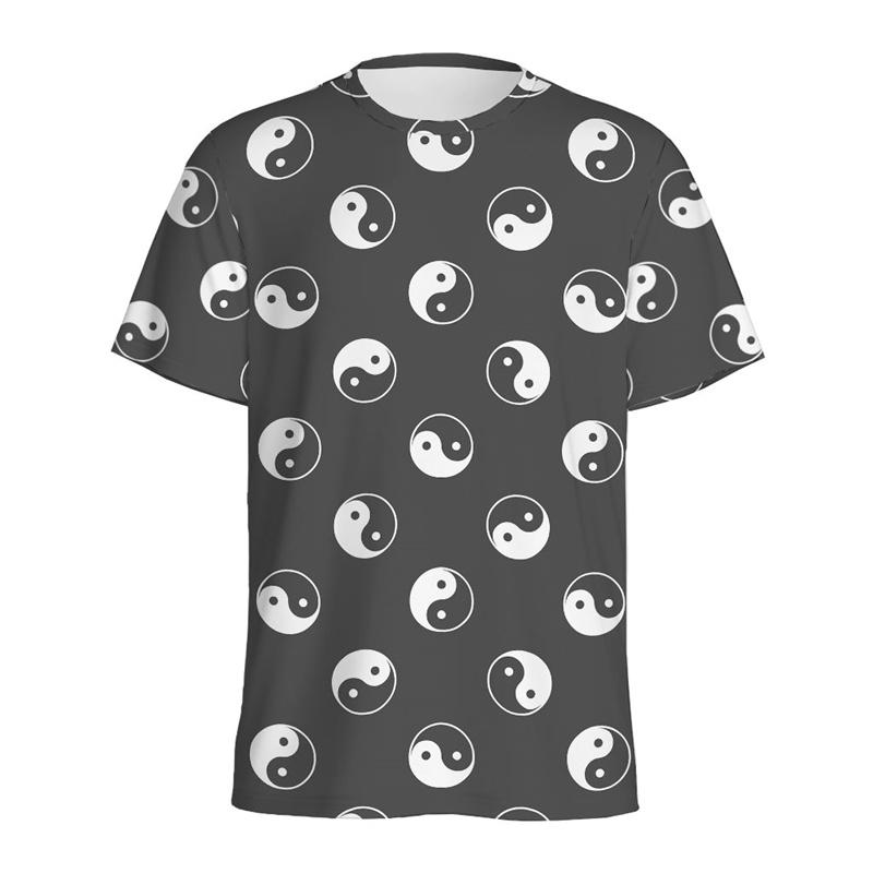 

Черно-белая футболка с рисунком Инь-Ян для мужчин, классные уличные футболки с круглым вырезом и короткими рукавами, женские летние свободные футболки с 3D-принтом 3XL