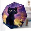 1pc Black Cat Themed Design Umbrella 8 Rib Frame, One-touch Automatic Opening 3 Fold Umbrella, Fashion Gift-p0803053