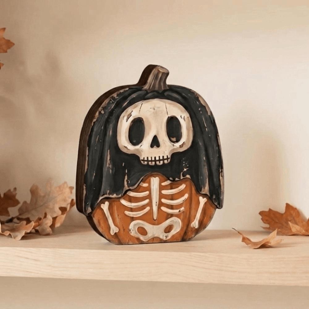 Cartoon Halloween Pumpkin Figurine Ghost Pumpkin Table Ornament  Harvest Season