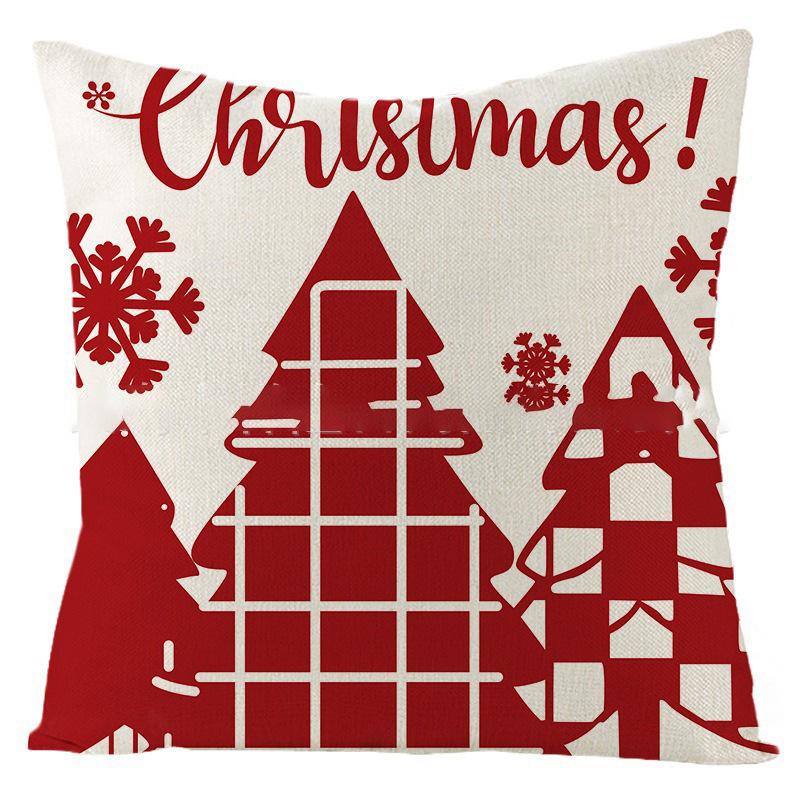 Weihnachts-Dekokissenbezug Leinen Festliches Weihnachtsthema Elch Schneeflocke Rückenlehne Wohnzimmer Sofa Dekoration Kissen Kissenbezug