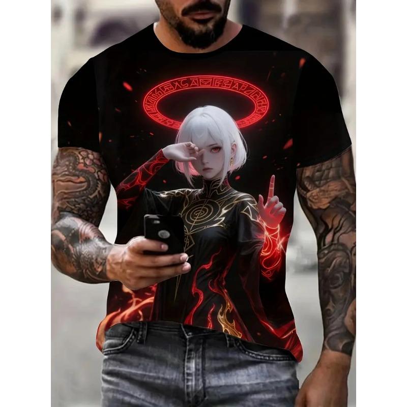 2026New Men's Cool Tattoo Girl Graphic T-Shirts Street Trend 3D Print Personality