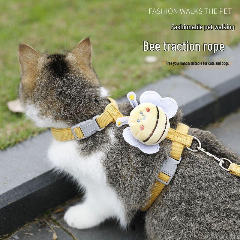 Adjustable Anti-Escape Outdoor Cat Harness with Plush Leash
