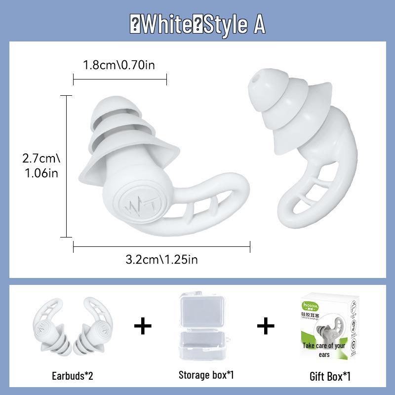 Houxin Silicone Noise-Canceling Earplugs for Sleep and Study - Portable and Silent Set