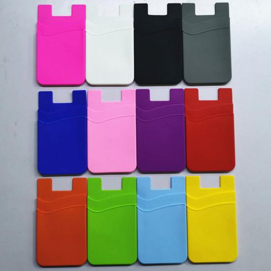 2Pcs Card Holders Silicone Phone Back Double-layer Space-saving Card Cover Stickers for Smartphones