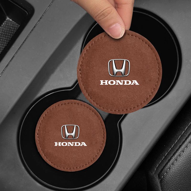 1/2Pcs Car Cup Holder Pad PU Leather Slot Non-slip Coaster Mat For Honda Fit Mugen Insight Type S R VTEC DOHC Modulo Vezel Legend RR Si