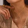 Neuer Stil Retro 18K PVD Vergoldet Klar Gekreuzter Zirkon Halskette Kubikzirkonia Kreuz Anhänger Halsketten