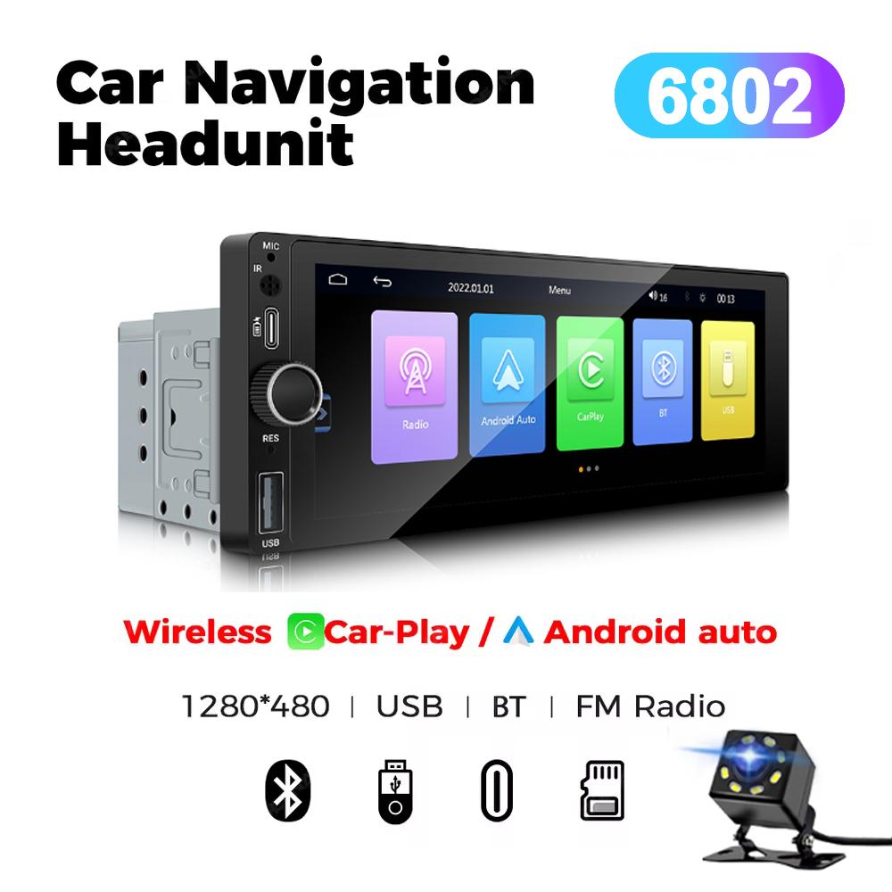 1DIN 6.86inch Universal MP5 Car Radio Support Wireless Carplay Android AUTO AUX USB  BT Touch Screen Multimedia Video Player