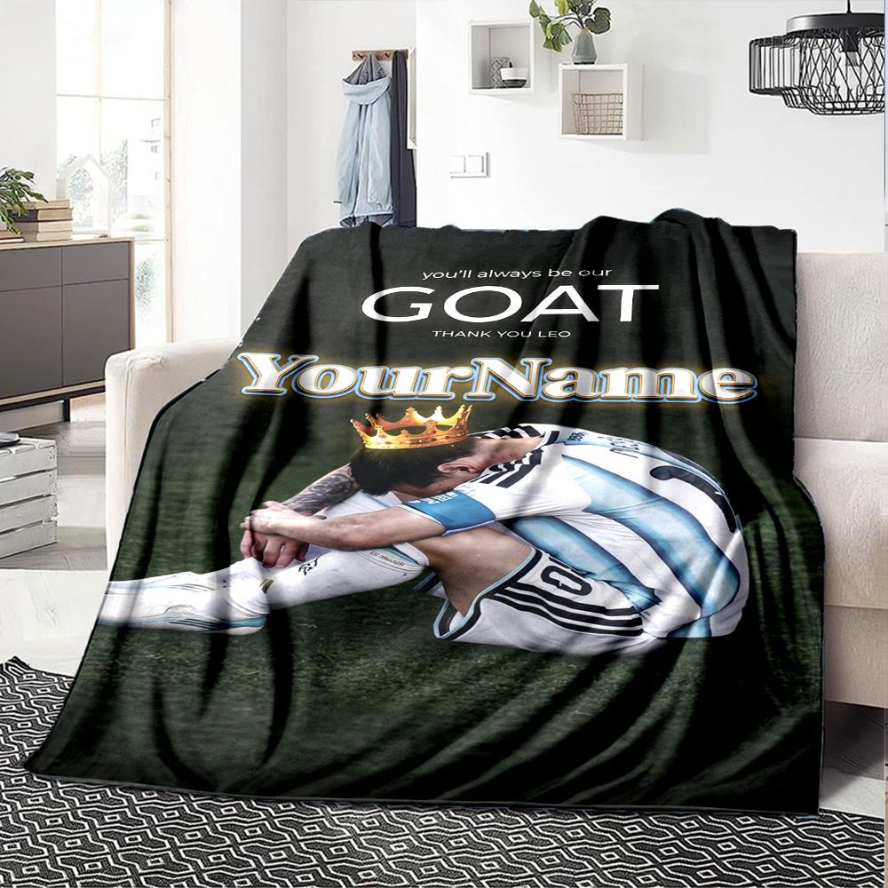 Messi Customize Text Blanket Gift Personalized Blanket Durable Comfort Suitable for Sofa Bedding Office Picnics Ideal for All Seasons